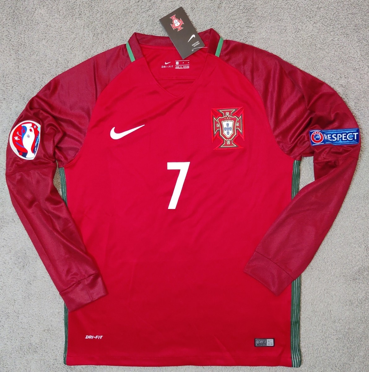 Portugal Euro 2016 Ronaldo 7 Retro Soccer Jersey CR7 Long