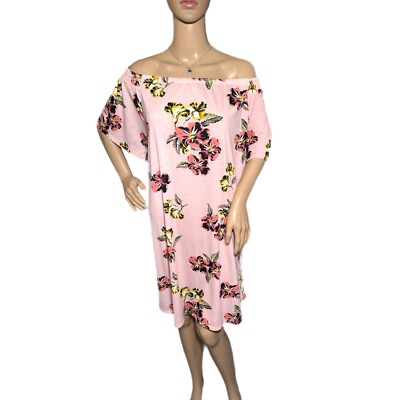 NWT WEST LOOP Dress Women's XL Tropical Pink Off The Shoulder Floral Boho Dress