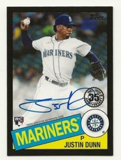 2020 Topps Update JUSTIN DUNN 1985 Topps Auto Autograph BLACK 99/199 Mariners RC