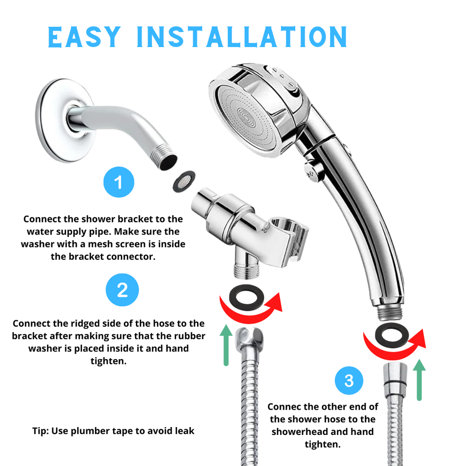 High Pressure Handheld Shower Head with ON/OFF SHOWER HEAD ONLY US