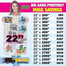 HUGE 22" x 200" Hot Peel DTF Transfer Film, Custom Print your Gang Art Sheet