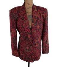 Jones NY Blazer 6 Multicolor Paisley Floral Collar Lined Button Pocket Jacket