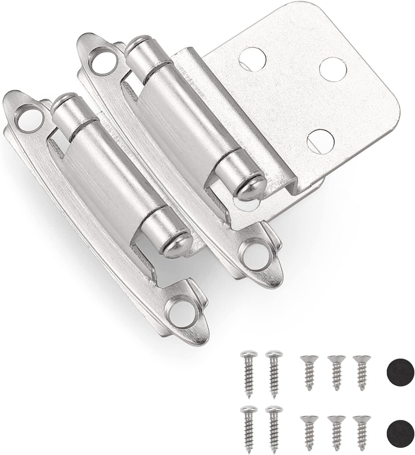 Satin Nickel Inset Cabinet Hinges 10 Pairs 3/8 Inch Overlay Door Hinges