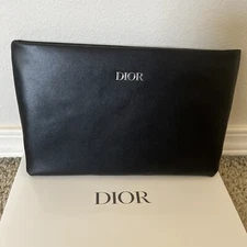 NIB Dior faux leather Pouch Makeup Bag Cosmetic Pouch Case 9.5 x 6.5 Inch