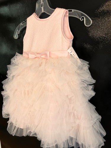 New Joan Calabrese for Mon Cheri Pink White Satin Tulle Flower Girl 2T $178 - Picture 4 of 10