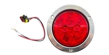 4" Red LED Stop Tail Turn Light Round Stainless Flange Automann 571.LD44R10SS-1K