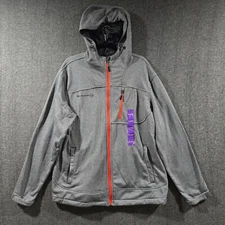 Free Country Marled Tech Solid Gray Full Zip Hooded Fleece Mens Size XL