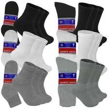 3,6,12 Pairs Diabetic Crew Circulatory Socks Health Women Cotton 9 10-15