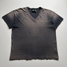 Vintage Sun Faded Black Blank V Neck T Shirt Size XL Boxy Cotton 90s Made In USA