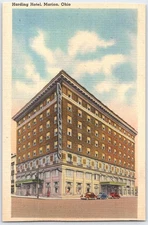 Vintage Harding Hotel Marion Ohio Linen Postcard Tichnor Bros 1¢ Stamp