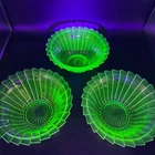 3 Jeanette Sierra Pinwheel Green Uranium Bowls 8.5 Diameter Glows