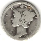 1919 MERCURY DIME in ABOUT GOOD condition ~ PLEASE SEE THE SCAN    .stk g-10