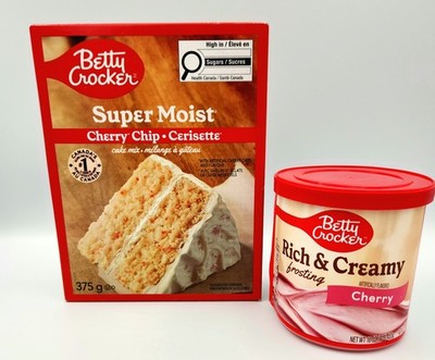 Cherry Chip Cake Mix AND Cherry Frosting Bundle. Expires 2027 Betty Crocker