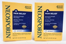 2x Neosporin Pain Itch Scar Antibiotic Ointment, 0.5 oz/each EXP: 01/2028 NEW