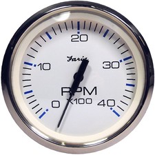 Faria Chesapeake White SS 4" Tachometer - 4000 RPM Diesel  Magnetic Pick-Up 