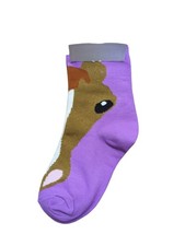 AWST Int'l Youth Horse Face Crew Socks  Fun Colorful Kids Sock - Purple