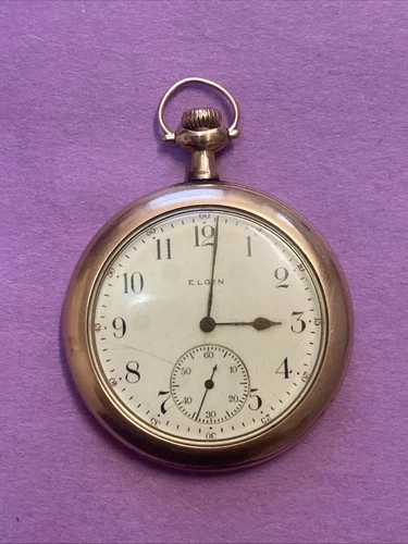 Antique Elgin 16s 15j Gold Filled Open Face Pocket Watch Parts Repair Scrap