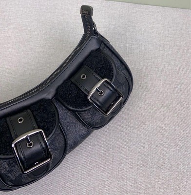 COACH Ashton Baguette In Signature Canvas charcoal CY658 Crossbody