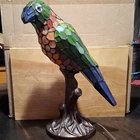 Tiffany style vintage Parrot Table Lamp Stained-Glass Style Shade, Plug-In