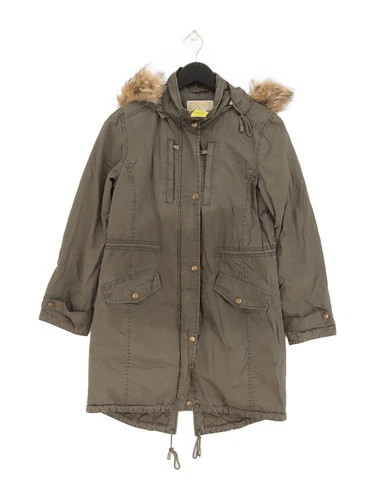 Cappotto donna Michael Kors XS verde cotone con parka poliestere
