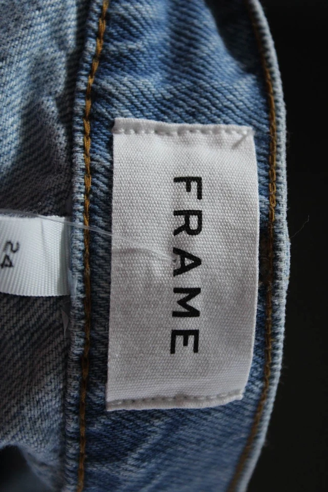 Шорты из денима в рамке женские искусственно состаренные с 5 карманами на пуговицах с высоким подъемом синие размер 24 - Изображение 4 из 4