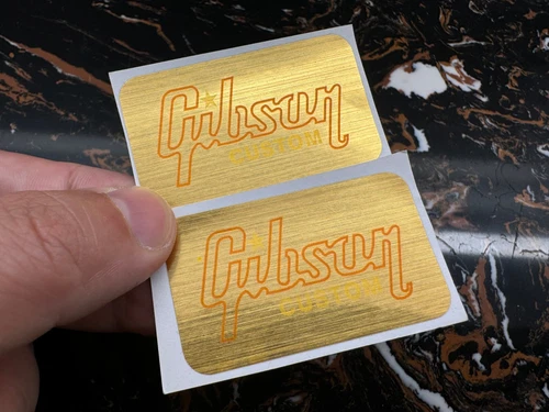 2Pcs Gibson Electric Guitar Bass Neck Headstock PVC Waterproof Sticker Decals
