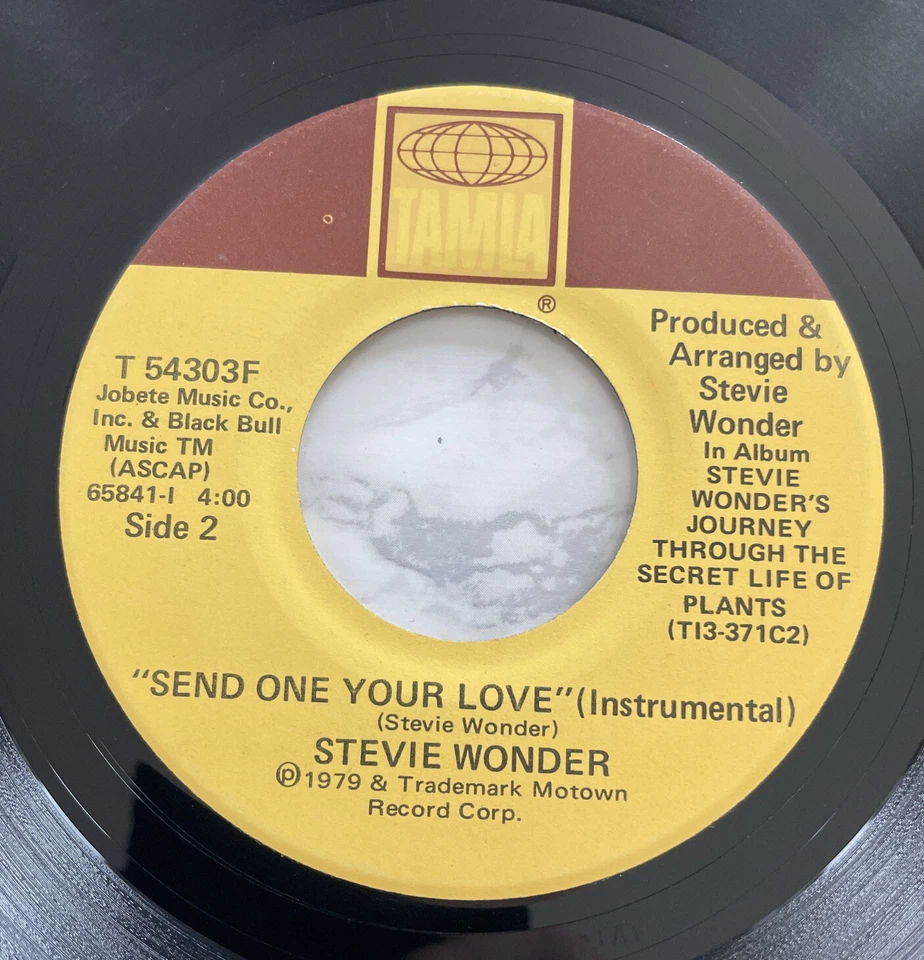 Stevie Wonder - Send One Your Love USA Tamla Motown 45 vinyl EX CONDITION Foto 3 de 3