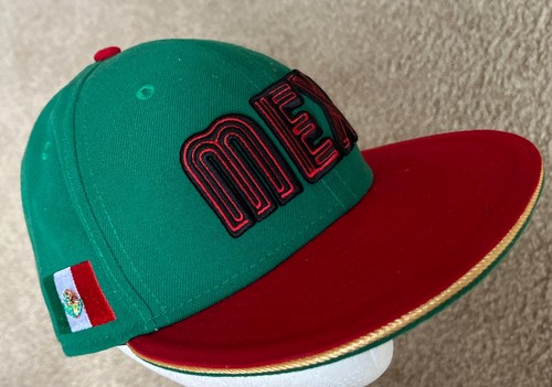 MEX New Era Cap 59FIFTY 5950 MEXIKO Flagge bestickt Mütze tailliert Größe 7-3/8 SCHÖN! - Bild 13 von 15