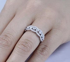 LACE 925 STERLING SILVER CZ HALF ETERNITY WEDDING BAND RING SIZE 2.5-15 M3356