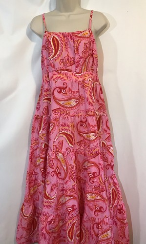 New Next Size 16 Pink Paisley Tiered Strappy Maxi Summer Dress Cotton Tie Back - Picture 3 of 24
