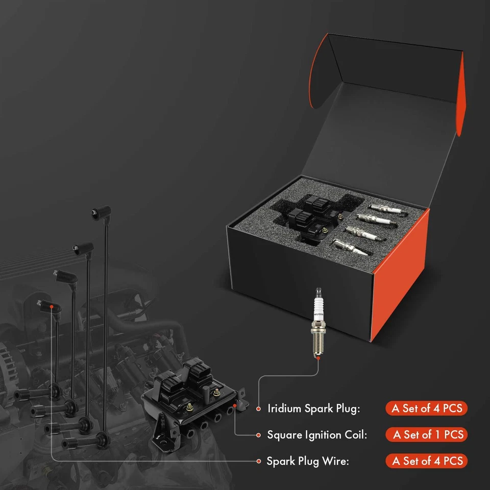 1x Ignition Coil & 4x Iridium & Platinum Spark Plugs & 4x Wires for Mazda Miata - Image 2 of 4