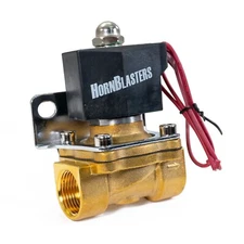 1ct HornBlasters Brass Train Horn Air Valve Solenoid - 3/4" NPT Ports 12 Volt