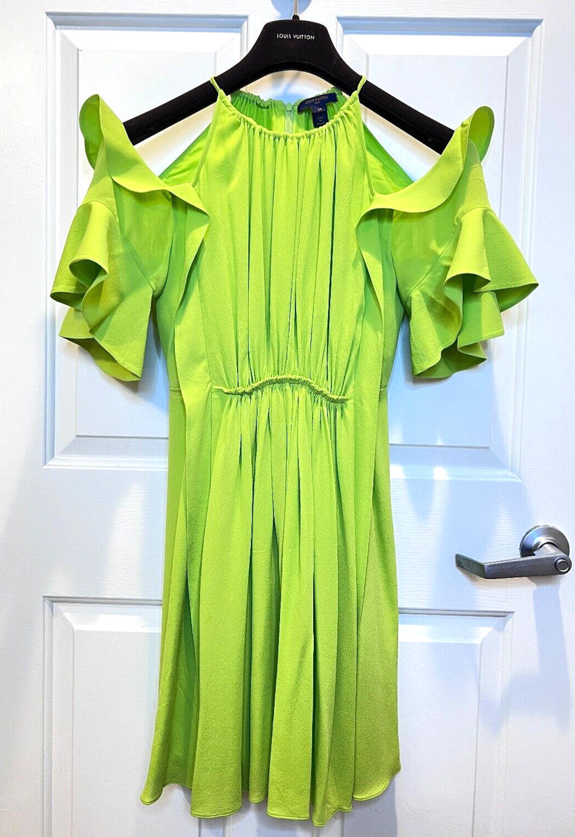 green louis vuitton dress Louis Vuitton Olive Green Leather Coat Dress