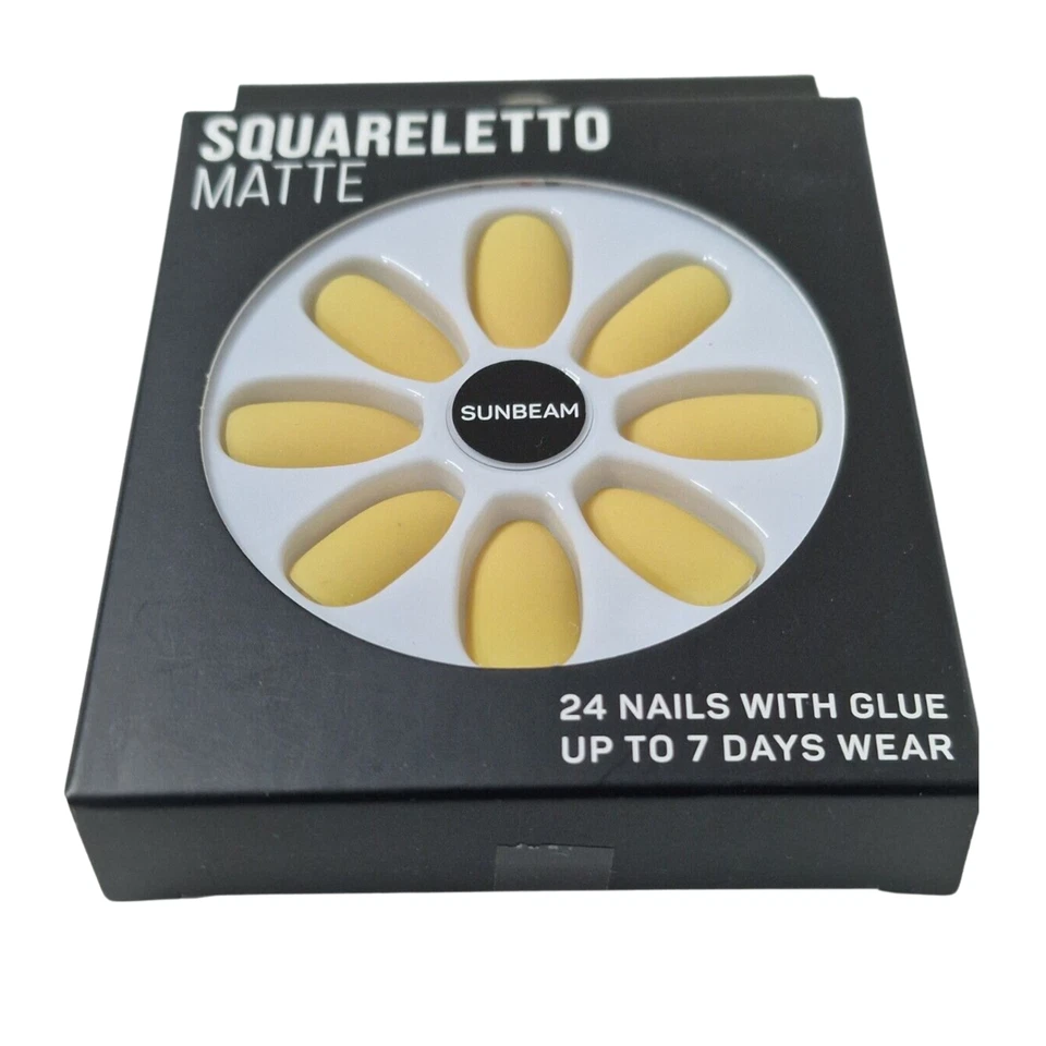 Primark False Nails with Nail Art Extensions Squareletto Autumn Yellow 2g Glue - Image 2 of 4