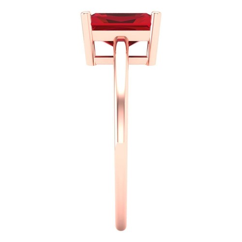 2Ct Emerald Cut Simulated Ruby Solitaire Women's Engagement Ring, 14K Rose Gold - Picture 3 of 11