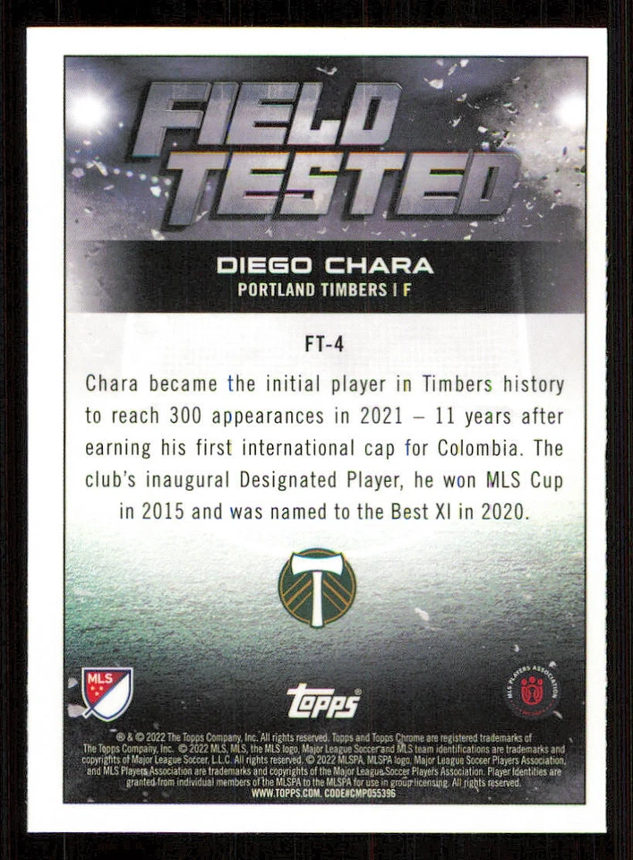 2022 Topps Chrome MLS Field Tested #FT4 Diego Chara - Image 2 of 2