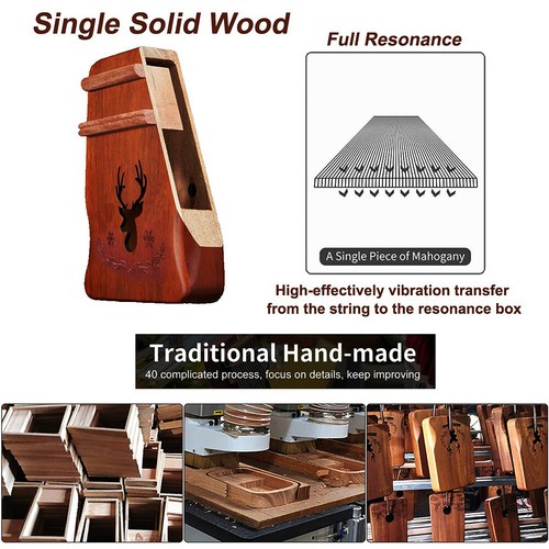 Kalimba Daumenklavier 21 Tasten Mahagoni Holz Thumb Piano für Kinder Erwachsene - Bild 7 von 11