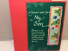 BLUE MOUNTAIN SON CHRISTMAS GREETING CARD New w/Envelope"Forever not for my Son"