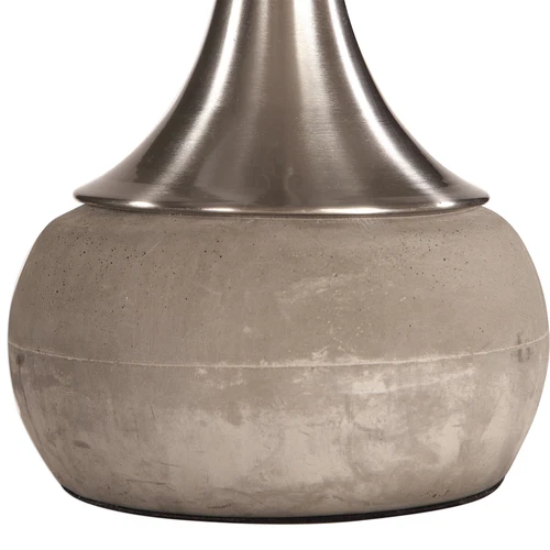 Mid Century Modern Concrete Silver Table Lamp | Gray Round Bottle Round Retro - Picture 3 of 4