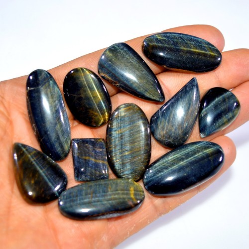 11 Pcs 278 Cts Natural Black Tiger Eye Loose Gemstone Lot 35x15 16x11 mm #14783