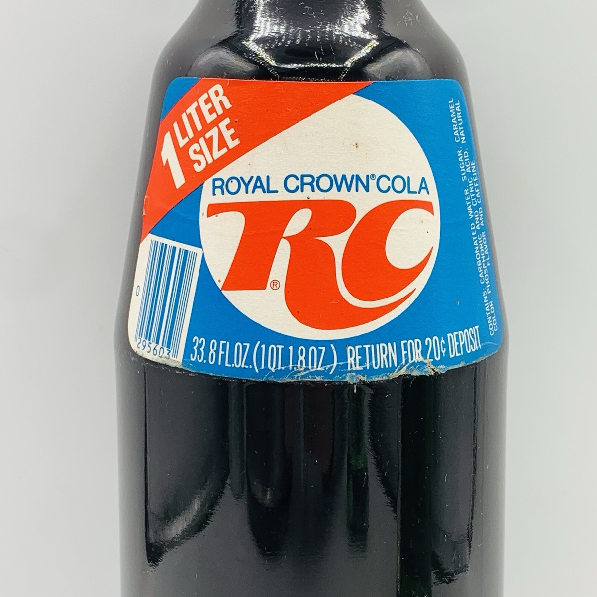 RC Royal Crown Cola FULL Bottle 1 Liter SEALED Vintage Glass Soda