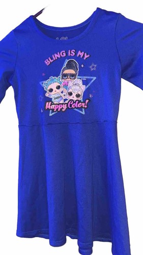 Girls Size 6 LOL Surprise Casual Play Dress Royal Blue Graphic Print - Picture 2 of 7