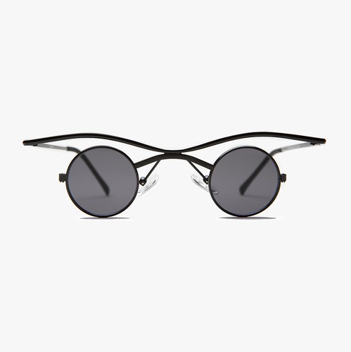 Pequeña lente redonda victoriana victoriana Steampunk Sunglass Black / Gray - Emmett - Imagen 2 de 5
