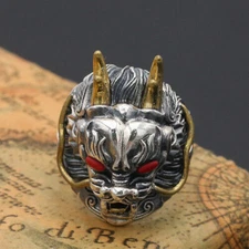 Men's Solid 925 Sterling Thai Silver Ring Dragon King Open Size 9 10 11 12 13