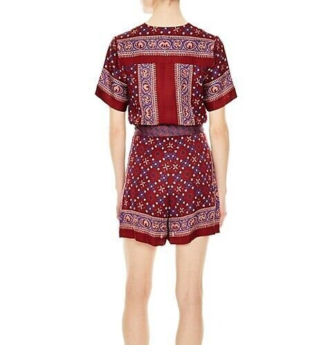 Sandro Paris Womens Dilone Short Romper Bordeaux Wrap Size 6 10 One Piece - Picture 2 of 5