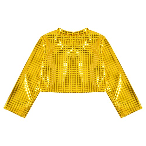 Boys Girls Hiphop Dance Crop Top Sequins Glitter T-shirt Stage Performance Tops - Picture 13 of 45