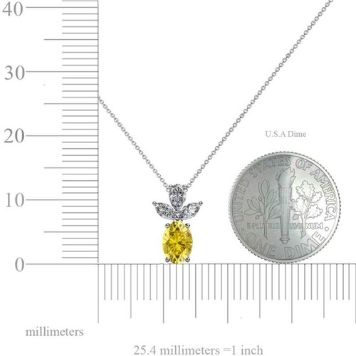 Yellow Sapphire Diamond 1 1/4 ctw Womens Pendant 14K Gold 18"Chain JP:109128 - 第 5/13 張圖片