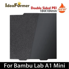 Double Sided Smooth+Textured Black PEI Sheet 184x184mm for Bambu Lab A1 Mini