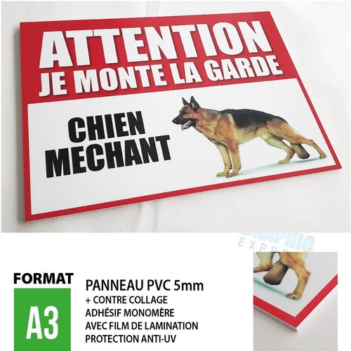 DANGER CHIEN MECHANT - JE MONTE LA GARDE - STICKERS - PANNEAU PVC - ALU 3 mm - Imagen 6 de 9