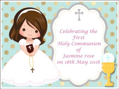 Personalised Girls 1st Holy Communion Round Edible Icing Own Photo Cake Topper Personalised Girls 1st Holy Communion Round Edible Icing Own Photo Cake Topper